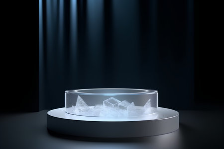 3d render, abstract background, empty round podium for product displayの素材