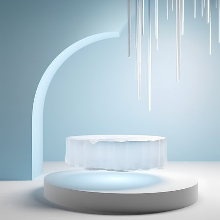 Abstract scene podium for show product on blue background. 3d renderの素材