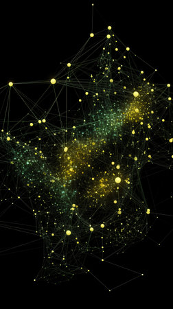 Abstract technology background with connecting dots and lines. Network concept. 3D renderingの素材