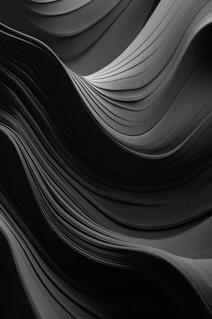 Abstract black wavy background. 3d rendering, 3d illustration.の素材