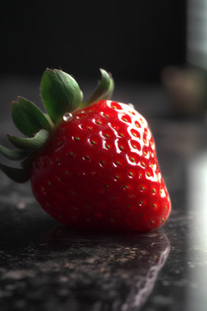 Strawberry on a black background. Close-up. Selective focus.の素材