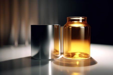 3d render of a vial of oil on a black backgroundの素材