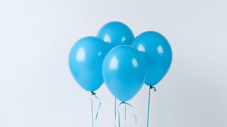 Blue balloons isolated on white background. 3d render. Minimal conceptの素材