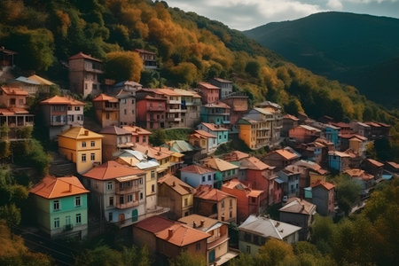Aerial view of the old town of Veliko Tarnovo, Bulgariaの素材