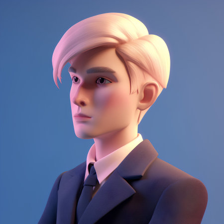 Young man in a business suit. 3d render. Business conceptの素材