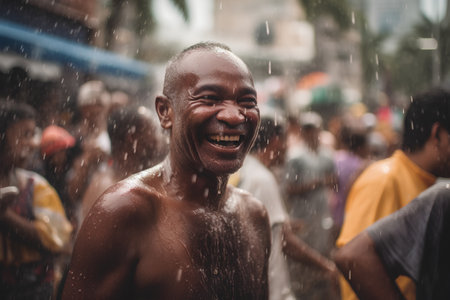 View of unknowns Hindu people attending a religious ceremony at the Pashupatinath temple in the morningの素材