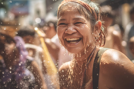 Closeup of unknowns Hindu people taking part in a religious ceremony at the Pashupatinath temple in the morningの素材
