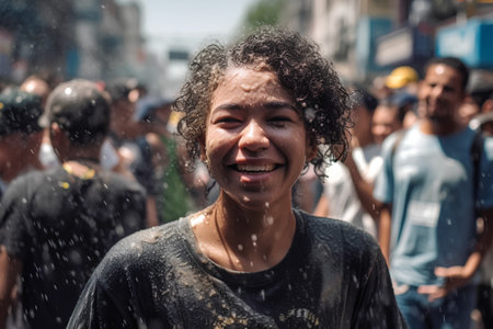 View of unknowns Nepali people attending a religious ceremony at Thamel district in Kathmandu in the morningの素材