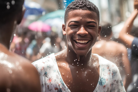 People take part in the Milan Water Festival.の素材