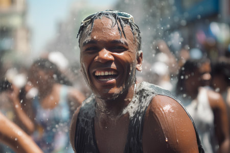 People take a shower in Milan. Milan is the capital and largest city of Italy.の素材