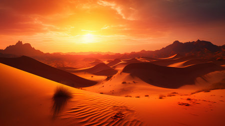Dangerous sand dune in the desert at sunset. 3d renderingの素材