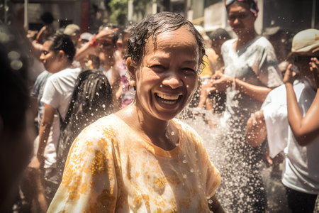 View of unknowns Hindu people attending a religious ceremony at the Pashupatinath temple in the morningの素材