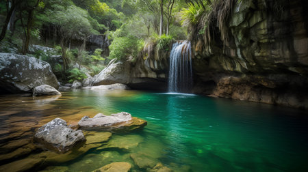 Waterfall in the green forest, Khao Yai National Park, Thailandの素材