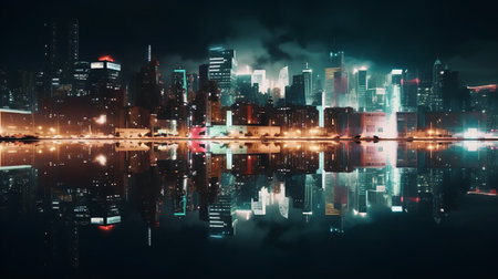 Shanghai skyline at night as seen from the Huangpu riverの素材