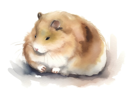 Hamster isolated on white background. Hand drawn watercolor illustration.の素材