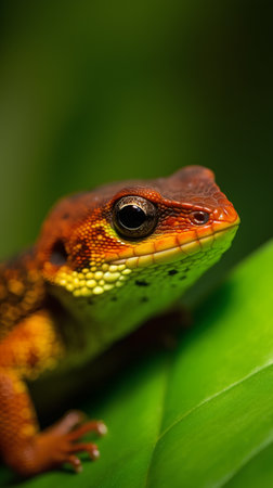 Close up of a common garden lizard (Calotes versicolor)の素材