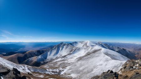 Mountain landscape with snow and clear blue sky. Caucasus Mountains, Georgia.の素材