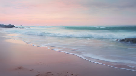 Beautiful seascape with waves on the beach at sunset. Nature composition.の素材
