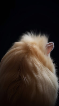 pomeranian dog on a black background, close-up portraitの素材
