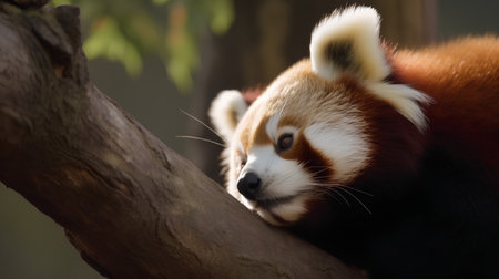 Red panda (Ailurus fulgens) on a treeの素材