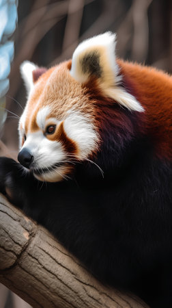 Red panda (Ailurus fulgens) on the treeの素材