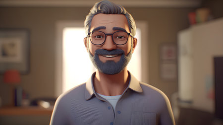 Portrait of a smiling senior man with glasses and a beard.の素材