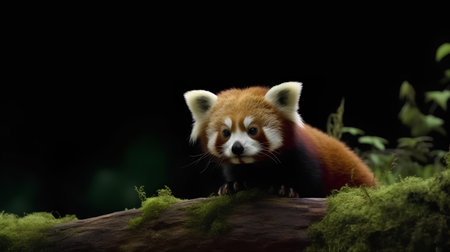 Red panda (Ailurus fulgens) at nightの素材