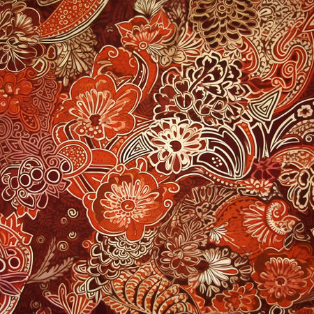 Seamless floral pattern in indian style. Hand-drawn illustrationの素材