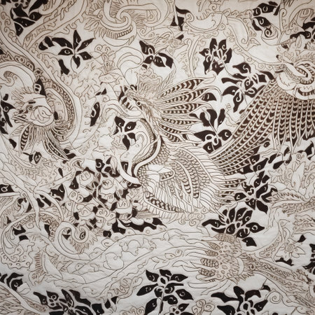 Close-up of traditional indian paisley pattern on fabricの素材