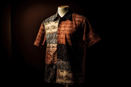 Mannequin wearing japanese traditional clothes on a black backgroundの素材