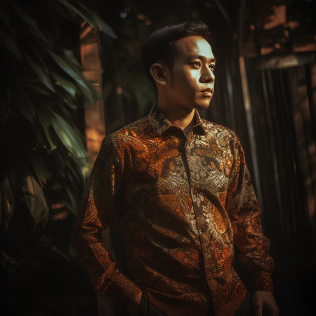 Portrait of a handsome asian man in traditional chinese costumeの素材