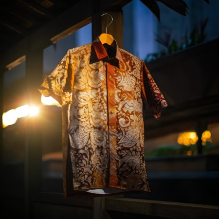 Japanese kimono hanging on a clothes hanger in a restaurantの素材