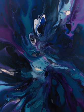 Abstract blue and purple marble background. Acrylic painting. Digital illustration.の素材