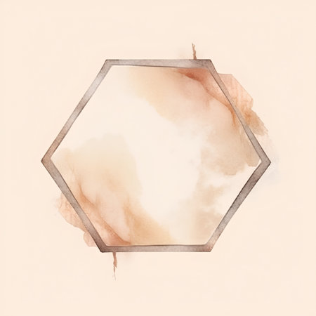 Watercolor hexagon frame isolated on white background. Vector illustration.の素材