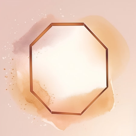 Watercolor background with hexagon frame. Vector illustration for your designの素材