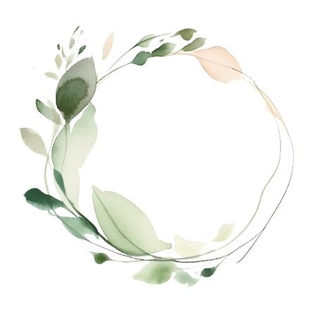 Watercolor floral wreath. Hand painted illustration. Perfect for invitations, greeting cards, blogs, posters.の素材