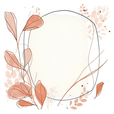 Abstract floral frame with leaves and branches. Hand drawn vector illustration.の素材