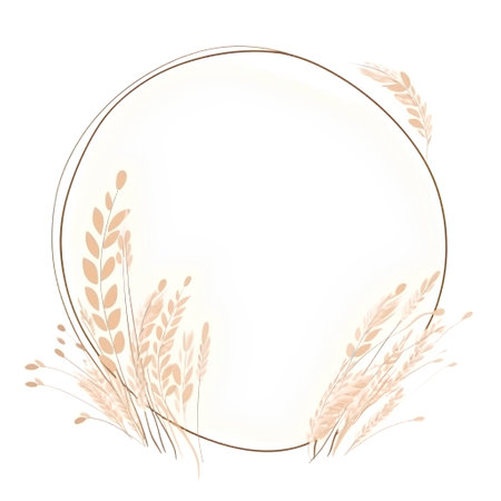 frame with ears of wheat on a white background. Vector illustration.の素材