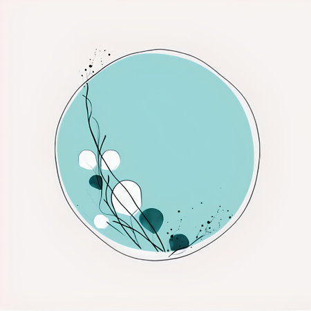 Abstract floral background with circles and leaves. Hand drawn vector illustration.の素材