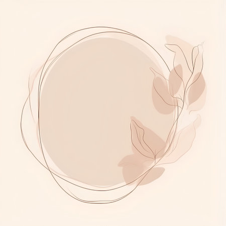 Elegant floral background with round frame and place for text.の素材