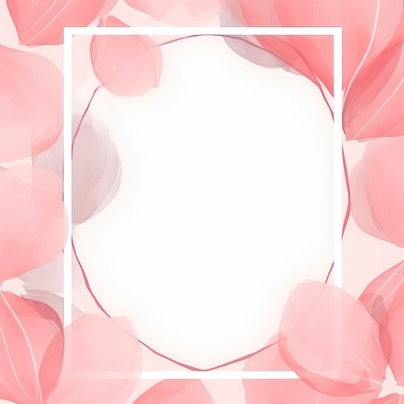 Abstract floral background with pink petals and white frame. Vector illustration.の素材