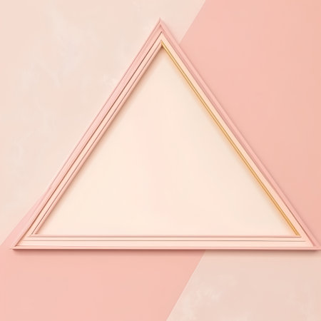 Triangle frame on pink and beige background. 3d renderの素材