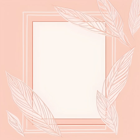 Elegant frame with leaves on pink background. Vector illustration.の素材