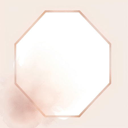Watercolor hexagon frame on a pastel background with space for textの素材