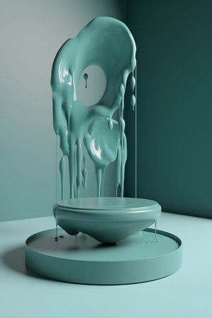 3d render of abstract pedestal with green liquid. 3d illustrationの素材