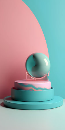 Minimalist abstract background, primitive geometrical figures, pastel colors, 3D renderの素材