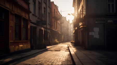 Lisbon, Portugal. Streets of the old city at sunset.の素材