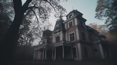 Old abandoned house in the forest. Halloween theme. 3D Renderingの素材