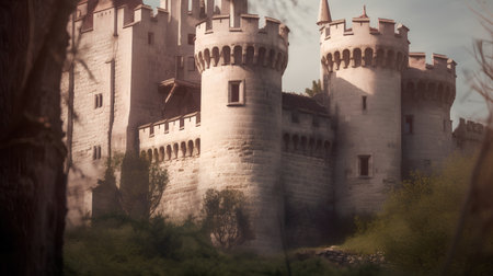 Medieval castle in Catalonia, Spain. Filtered image processed vintage effect.の素材