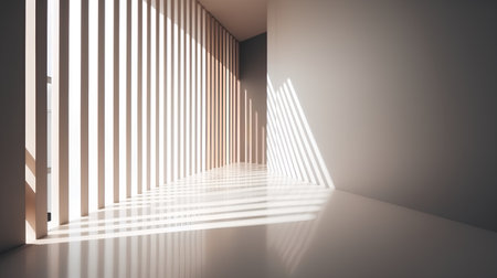 Interior of empty room with light from window. 3D renderingの素材